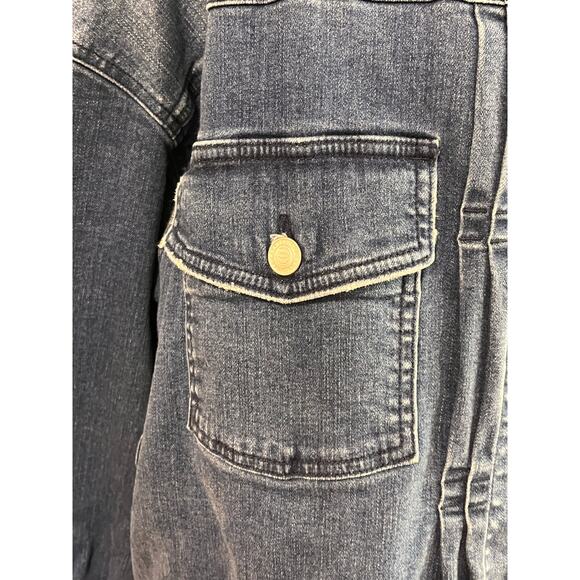 Candace Cameron Bure 20W Denim Jacket Button Front Jean Shacket Medium Wash - Picture 4 of 15